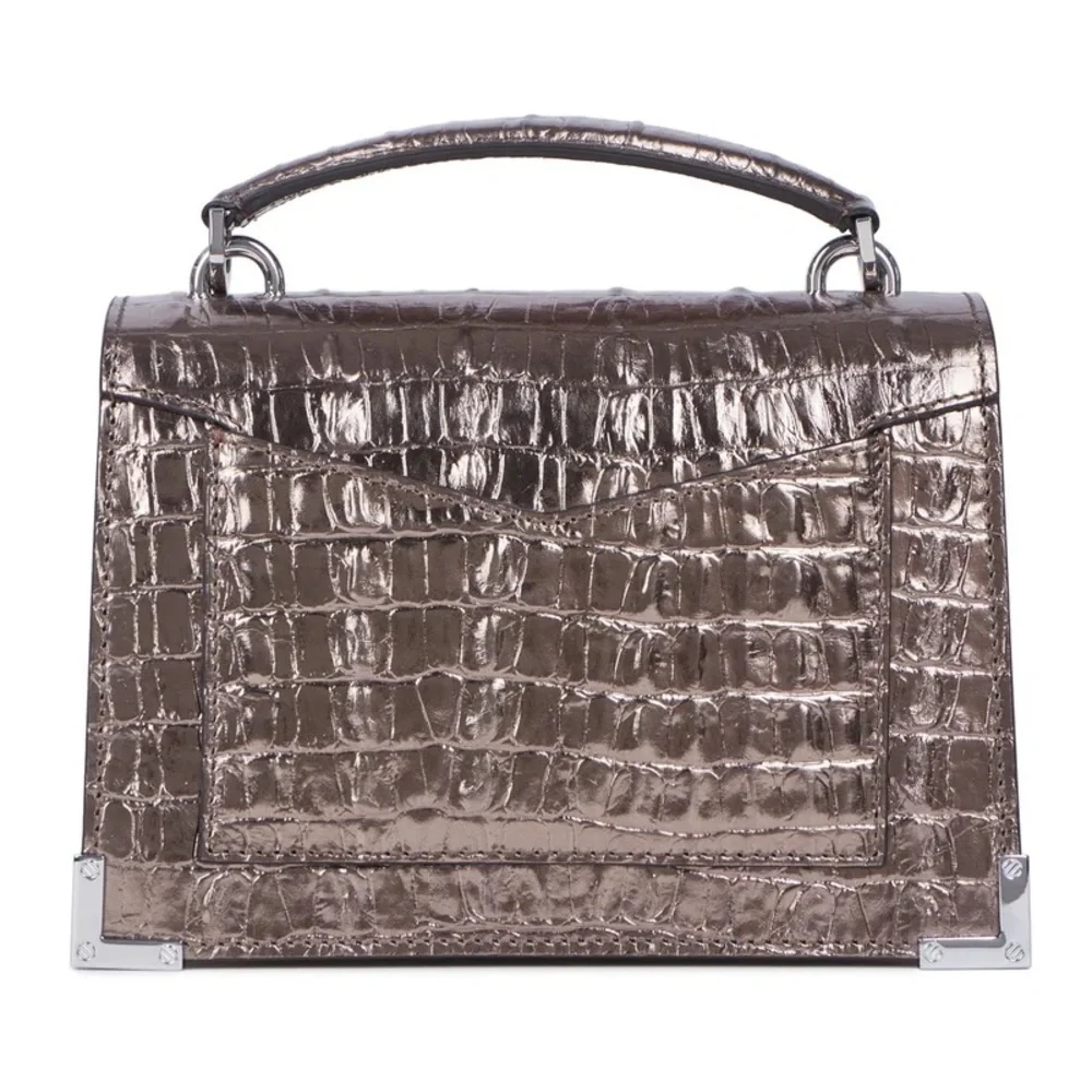 NWT | The Kooples | Emily | PinkBronze Metallic Crocodile-Embossed Crossbody Bag - Picture 2 of 11